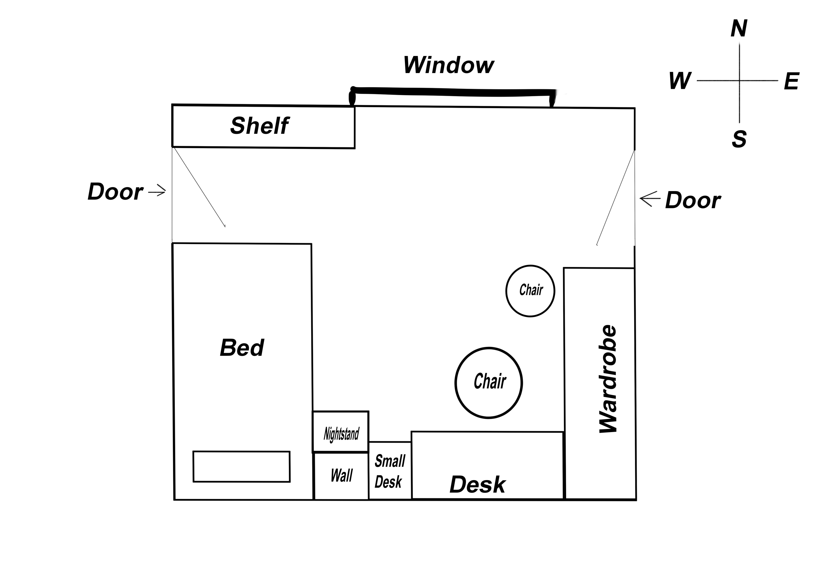 Two doors facing each other in my bedroom/work area. What should I move to improve it?